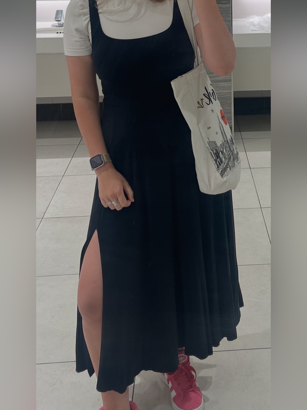 Wilfred Black High-Low Midi Dress with Side Slit